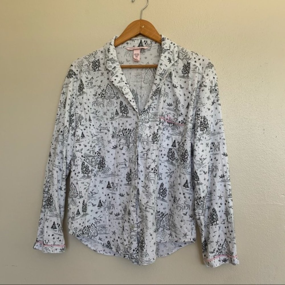 Victoria’s Secret Pajama Top White & Black Medium
